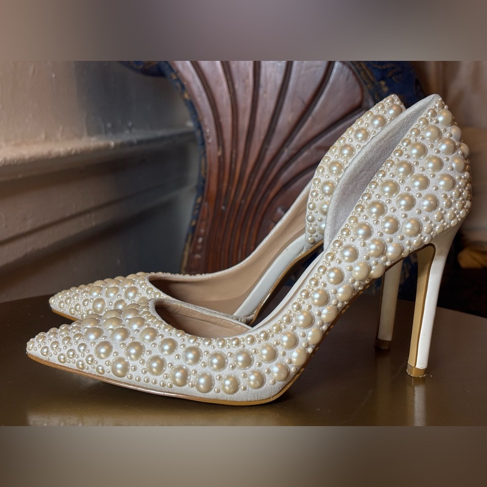 INC Women's Kenjay d'Orsay Pumps, Created for Macy's Pearl Embellished - warn 1x - Picture 3 of 8
